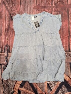 Blue B Chambray Tiered Baby Doll Dress NWT